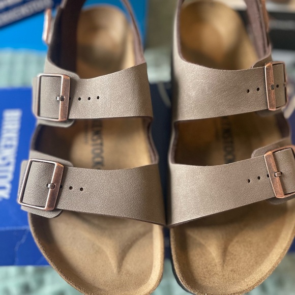 New Birkenstock Milano Leather Sandals in Brown - Picture 1 of 5